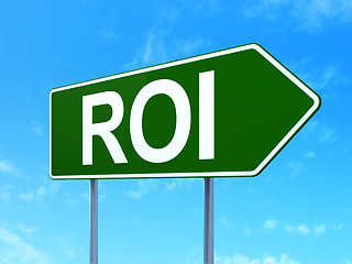 Image showing Finance concept: ROI on road sign background