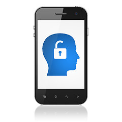 Image showing Business concept: Head With Padlock on smartphone