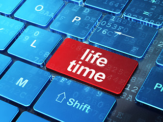 Image showing Timeline concept: Life Time on computer keyboard background