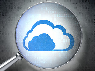 Image showing Cloud computing concept:  Cloud with optical glass on digital ba