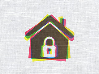 Image showing Security concept: Home on fabric texture background