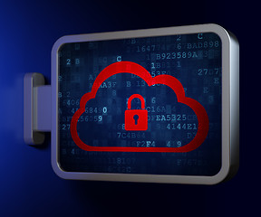 Image showing Cloud computing concept: Cloud With Padlock on billboard