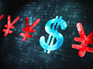 Image showing Currency concept: Dollar And Yen on digital background