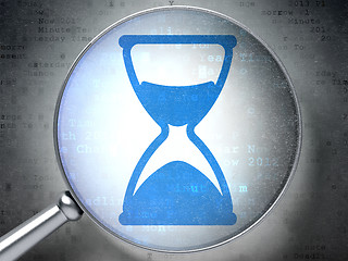 Image showing Time concept:  Hourglass with optical glass on digital