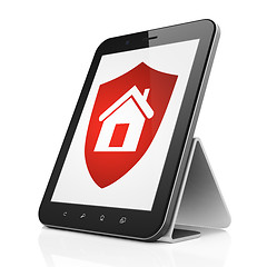 Image showing Security concept: Shield on tablet pc computer