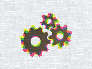 Image showing Information concept: Gears on fabric texture background