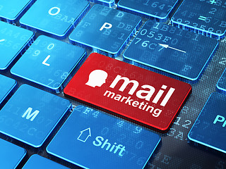 Image showing Marketing concept: Head and Mail Marketing on computer keyboard