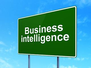 Image showing Business concept: Business Intelligence on road sign background