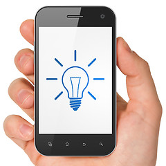 Image showing Business concept: Light Bulb on smartphone