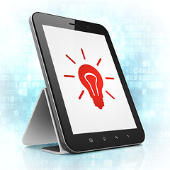 Image showing Business concept: Light Bulb on tablet pc computer