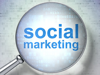 Image showing Marketing concept: Social Marketing with optical glass