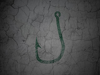 Image showing Security concept: Fishing Hook on grunge wall background
