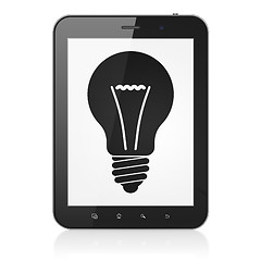 Image showing Business concept: Light Bulb on tablet pc computer