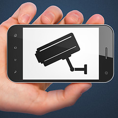 Image showing Privacy concept: Cctv Camera on smartphone