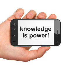Image showing Education concept: Knowledge Is power! on smartphone