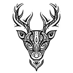 Image showing Deer head. Ethnic pattern.