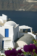 Image showing santorini incredible view patio setting