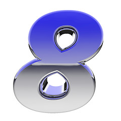 Image showing Chrome number 8 with color gradient reflections isolated on white