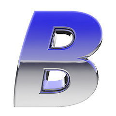 Image showing Chrome alphabet symbol letter B with color gradient reflections isolated on white