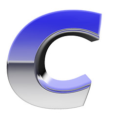 Image showing Chrome alphabet symbol letter C with color gradient reflections isolated on white