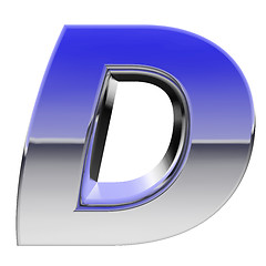 Image showing Chrome alphabet symbol letter D with color gradient reflections isolated on white