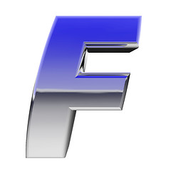 Image showing Chrome alphabet symbol letter F with color gradient reflections isolated on white