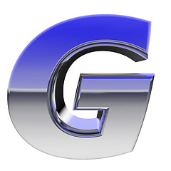 Image showing Chrome alphabet symbol letter G with color gradient reflections isolated on white
