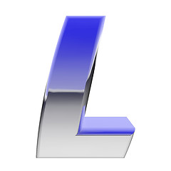 Image showing Chrome alphabet symbol letter L with color gradient reflections isolated on white