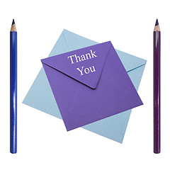 Image showing colorful envelope and pencil