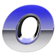 Image showing Chrome alphabet symbol letter O with color gradient reflections isolated on white