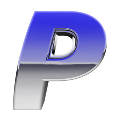 Image showing Chrome alphabet symbol letter P with color gradient reflections isolated on white