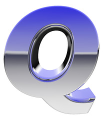 Image showing Chrome alphabet symbol letter Q with color gradient reflections isolated on white