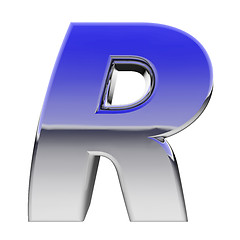 Image showing Chrome alphabet symbol letter R with color gradient reflections isolated on white