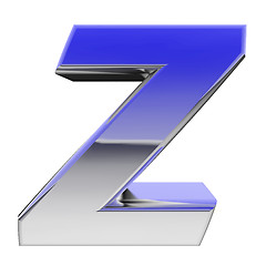 Image showing Chrome alphabet symbol letter Z with color gradient reflections isolated on white