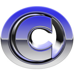 Image showing Chrome copyright sign with color gradient reflections isolated on white