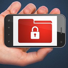 Image showing Business concept: Folder With Lock on smartphone