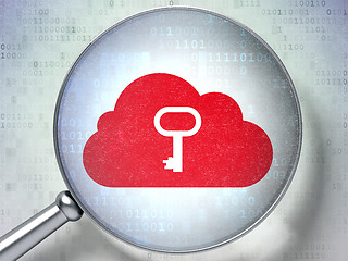 Image showing Cloud technology concept:  Cloud With Key with optical glass on