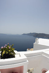 Image showing santorini incredible view patio setting