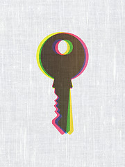 Image showing Security concept: Key on fabric texture background