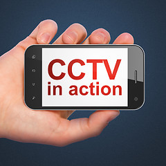 Image showing Security concept: CCTV In action on smartphone