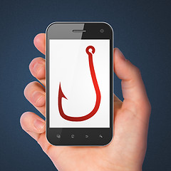 Image showing Privacy concept: Fishing Hook on smartphone