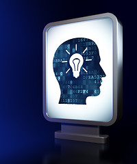 Image showing Data concept: Head With Light Bulb on billboard background