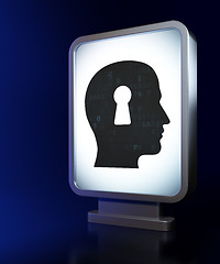 Image showing Advertising concept: Head With Keyhole on billboard background