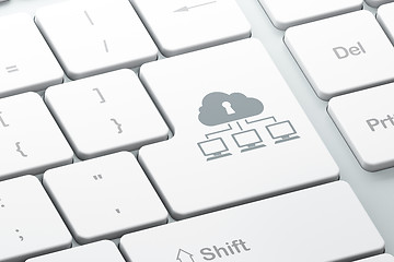Image showing Cloud networking concept: Cloud Network on computer keyboard bac