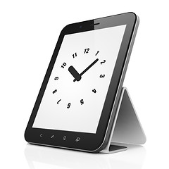 Image showing Timeline concept: Clock on tablet pc computer