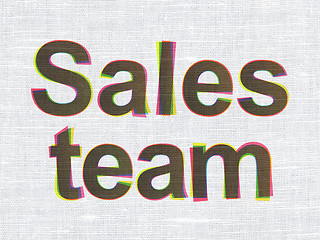 Image showing Marketing concept: Sales Team on fabric texture background