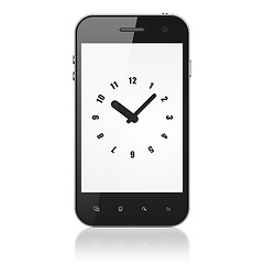 Image showing Timeline concept: Clock on smartphone