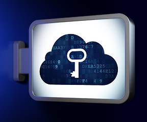 Image showing Cloud technology concept: Cloud With Key on billboard background