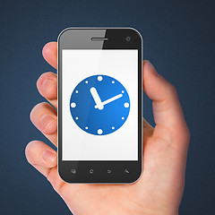 Image showing Timeline concept: Clock on smartphone