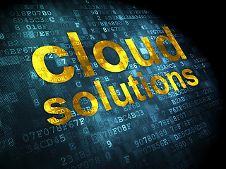 Image showing Cloud networking concept: Cloud Solutions on digital background